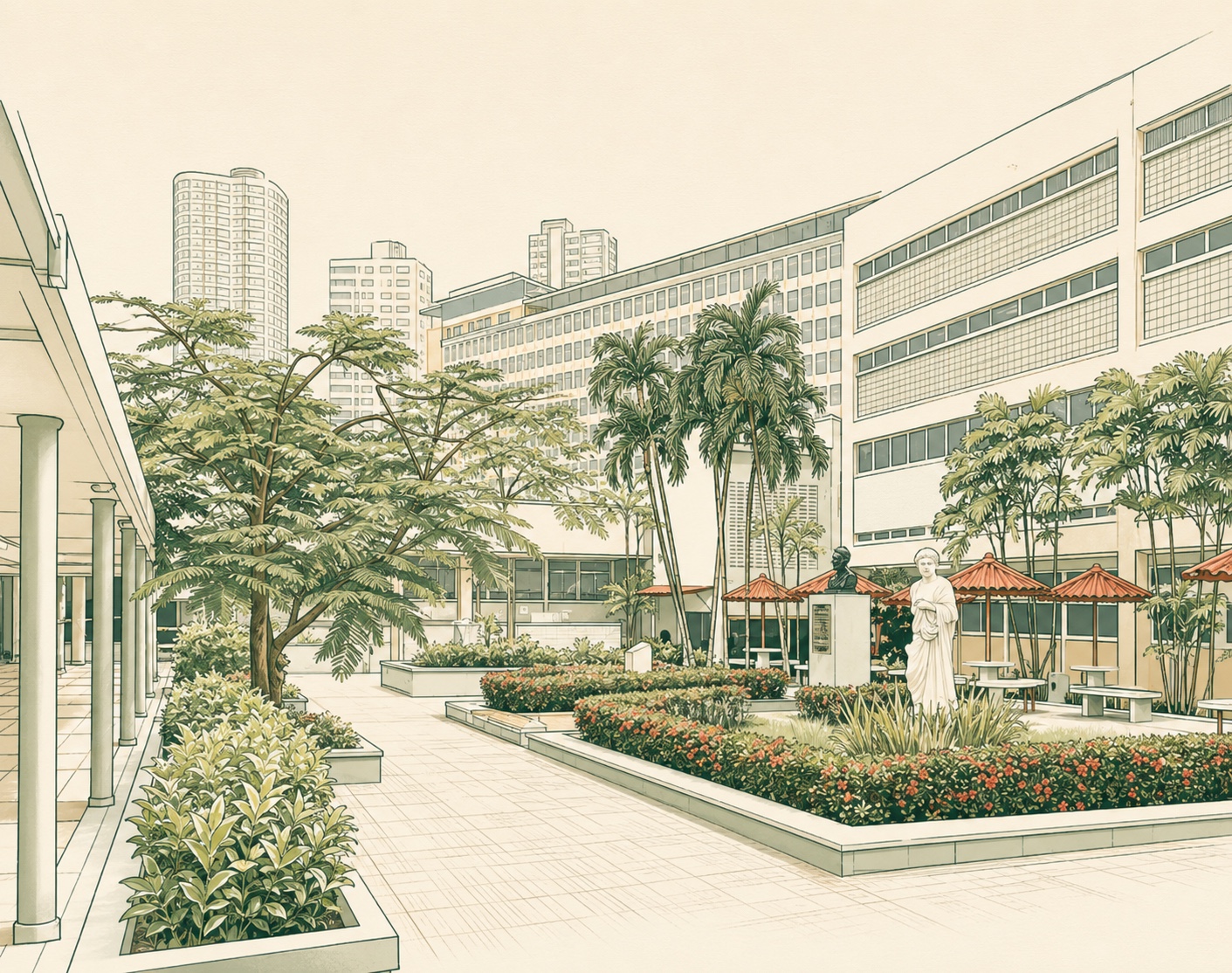 Edificio de Estudiantes de Medicina y su patio central